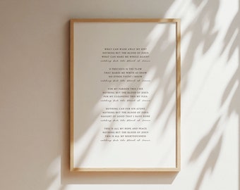 Nothing But the Blood of Jesus Hymn Lyrics, Christian Wall Art (Digital Download)