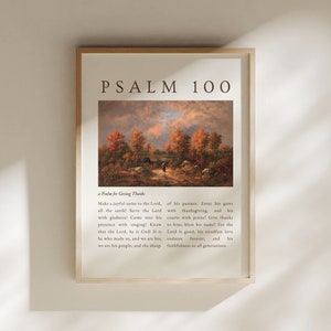 Psalm 100 Wandkunst, Vintage Herbst christliche Wandkunst, Thanksgiving Schriftdruck, christliches Posterdekor, Bibelvers druckbar