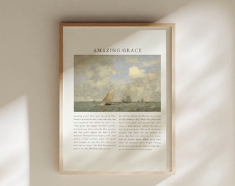 Amazing Grace Printable Wall Art, Amazing Grace Wall Decor, Christian Hymn Printable, Amazing Grace Digital Print Sign, Christian Home Decor