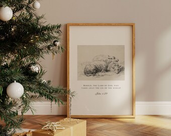 Behold the Lamb of God Print: Christian Christmas Wall Art (Digital Download)