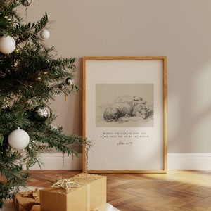 John 1:29, Behold the Lamb of God, Christmas Bible Verse Decor, Christian Christmas Gift, Christian Christmas Prints, Christian Wall Art
