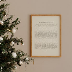 La naissance de Jésus, Luc 2:1-20, art mural de Noël, impressions chrétiennes de Noël, art chrétien minimal de Noël, impression d&#39;écriture sainte de Noël