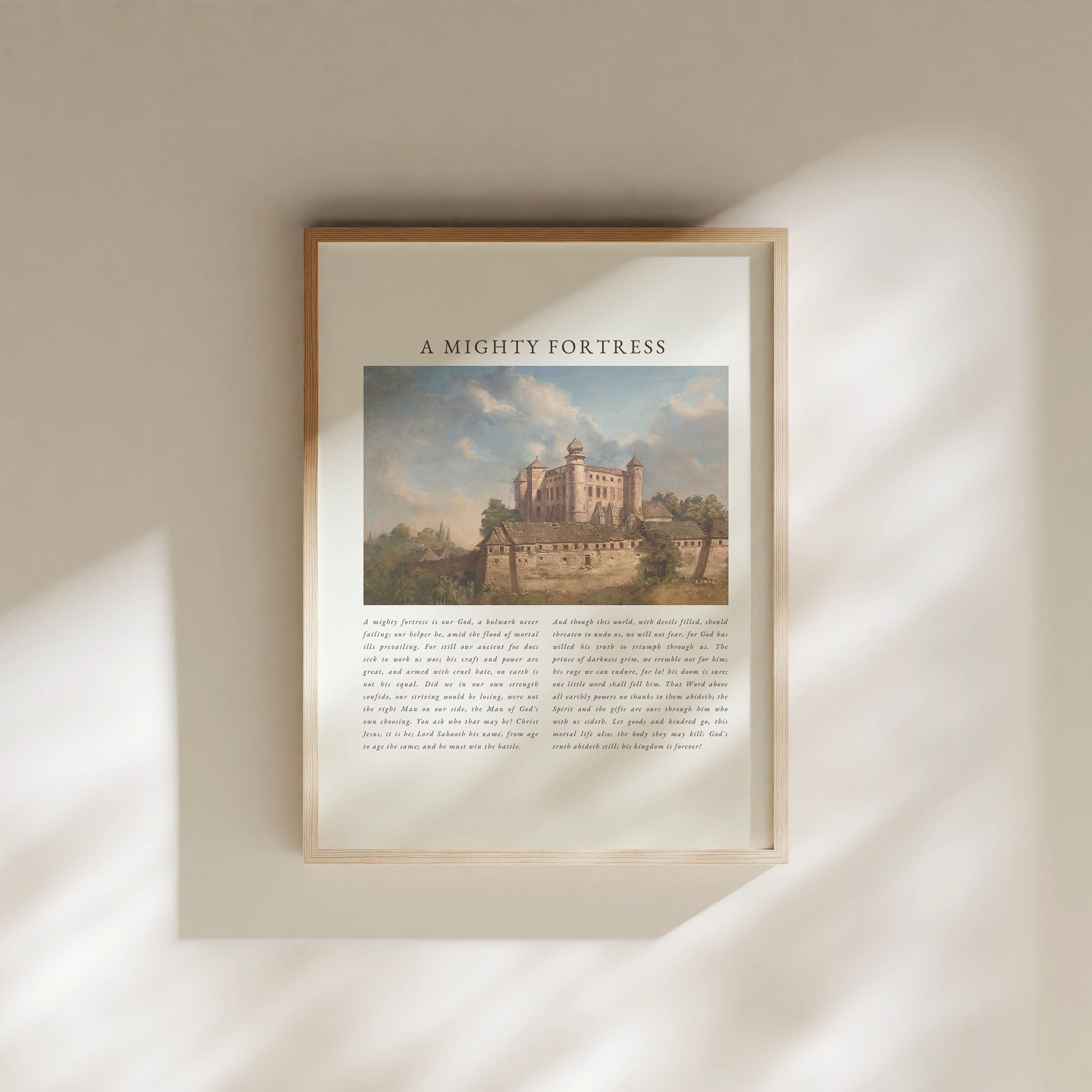 A Mighty Fortress is Our God Print, Hymn Wall Art, Christian Wall Art, Printable Christian Worship Song Lyrics, Christian Hymn Lyric Poster