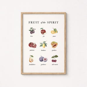 Andens frukt-tryck: Vintage kristen väggkonst (fysiskt tryck)