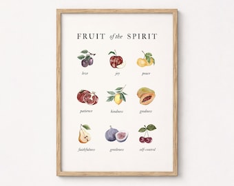 Fruit of the Spirit Print: Vintage Christian Wall Art (Physical Print)