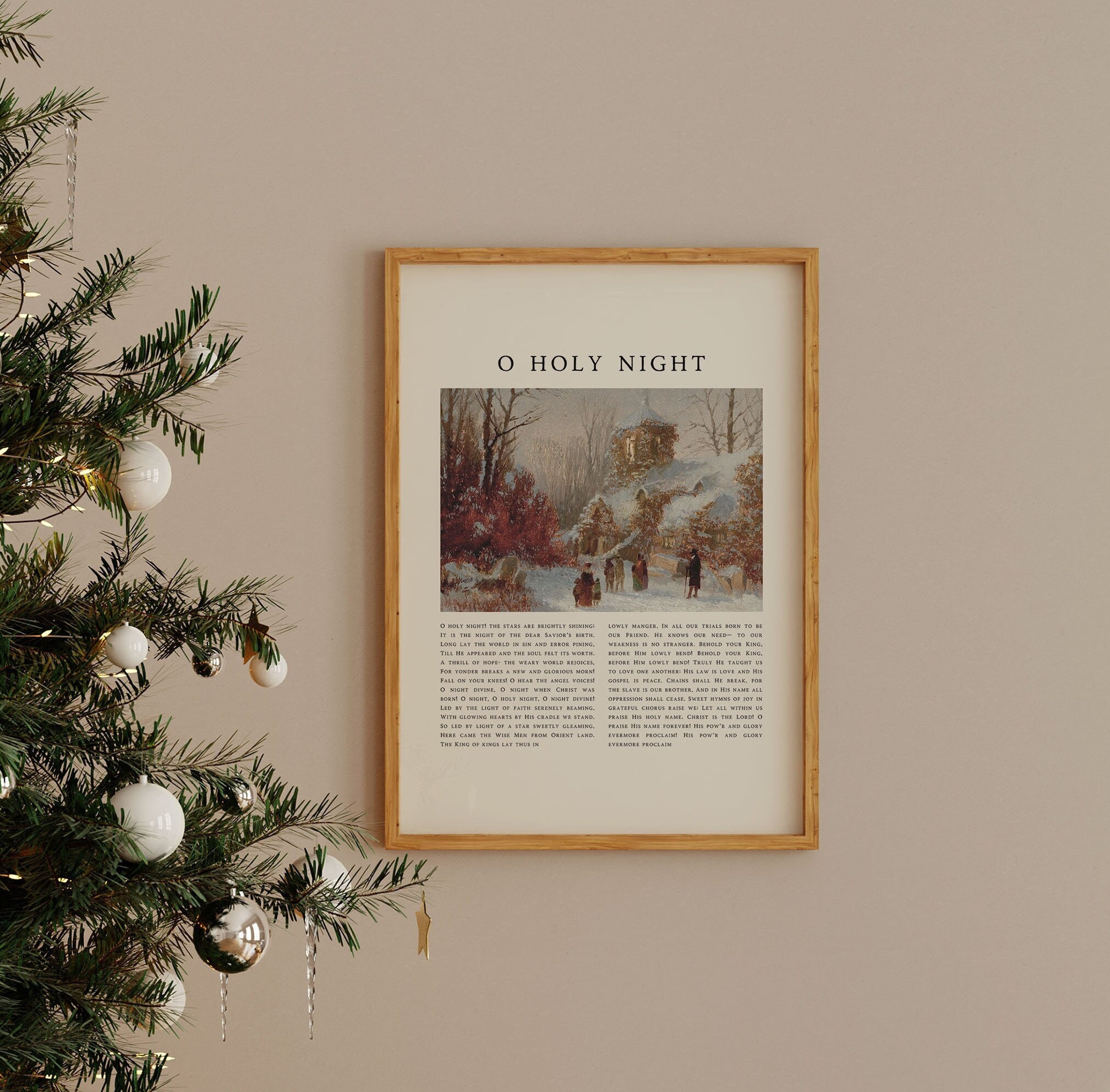 O Holy Night Vintage Style Christmas Lyrics Poster • Modern Farmhouse  Christmas Print • Christmas Wall Art • O Holy Night