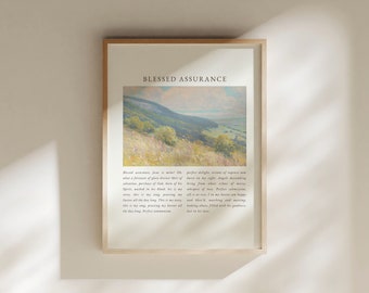 Blessed Assurance, Hymn Wall Art, Blessed Assurance Print, Christian Wall Art, Printable Christian Worship Song Lyrics, Christian Hymn Art