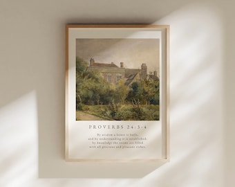 Proverbs 24:3-4 House Blessing Print, Christian Wall Art (Digital Download)