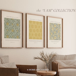 The Way The Truth The Life Bible Verse Wall Art, Vintage Home Decor, Set of 3 Printable Bible Verse Posters, Encouraging Christian Wall Art