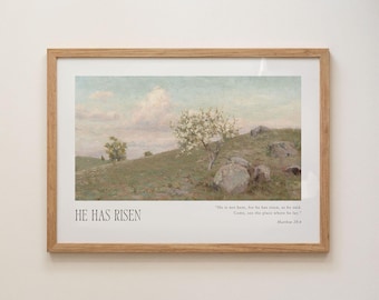 He Has Risen Easter Print: Vintage Christian Wall Art (Digital Download)