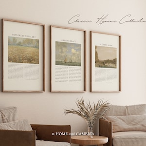 Set of 3 Christian Hymn Printable Wall Decor, Amazing Grace Printable Wall Decor, In Christ Alone Digital Print, How Great Thou Art Wall Art