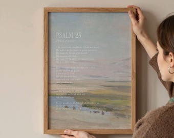 Psalm 23 Print, Christian Wall Art, Bible Verse Poster (Physical Print)