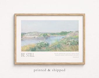 Be Still and Know that I am God: Vintage Landscape Christian Wall Art