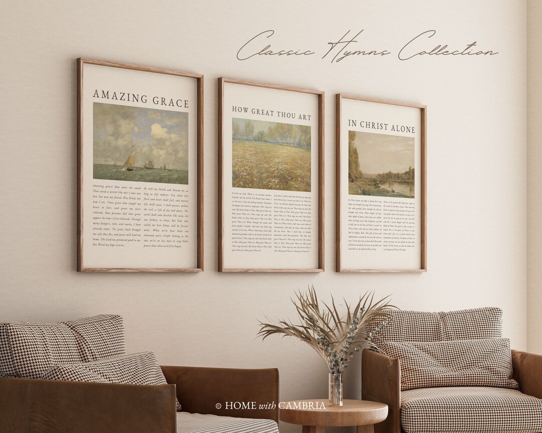 Set of 3 Christian Hymn Printable Wall Decor, Amazing Grace Printable ...
