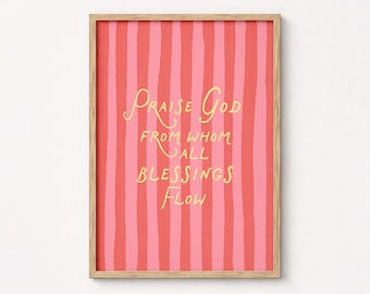 Christian Doxology Wall Art: Colorful Striped Bible Verse Poster, Christian Dorm Room Decor