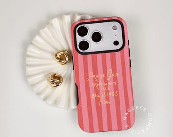 Striped Christian Phone Case, iPhone 17 MagSafe Compatible, Christian Gift