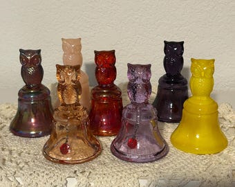 Vintage Boyd Glass Owl Bell – Collectible Art Glass – Choose Your Color