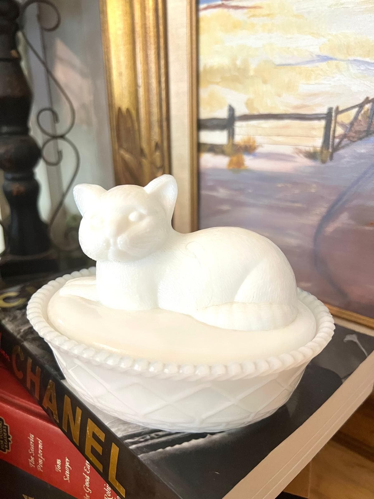 Vintage Cat on Nest Glass Dish - Etsy