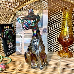 Vintage Fenton irisierende Amethyst Karneval Karneval Glas Winking Alley Cat