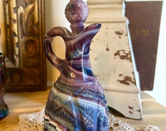 Vintage Imperial Purple Slag Daisy & Button Cruet with Stopper