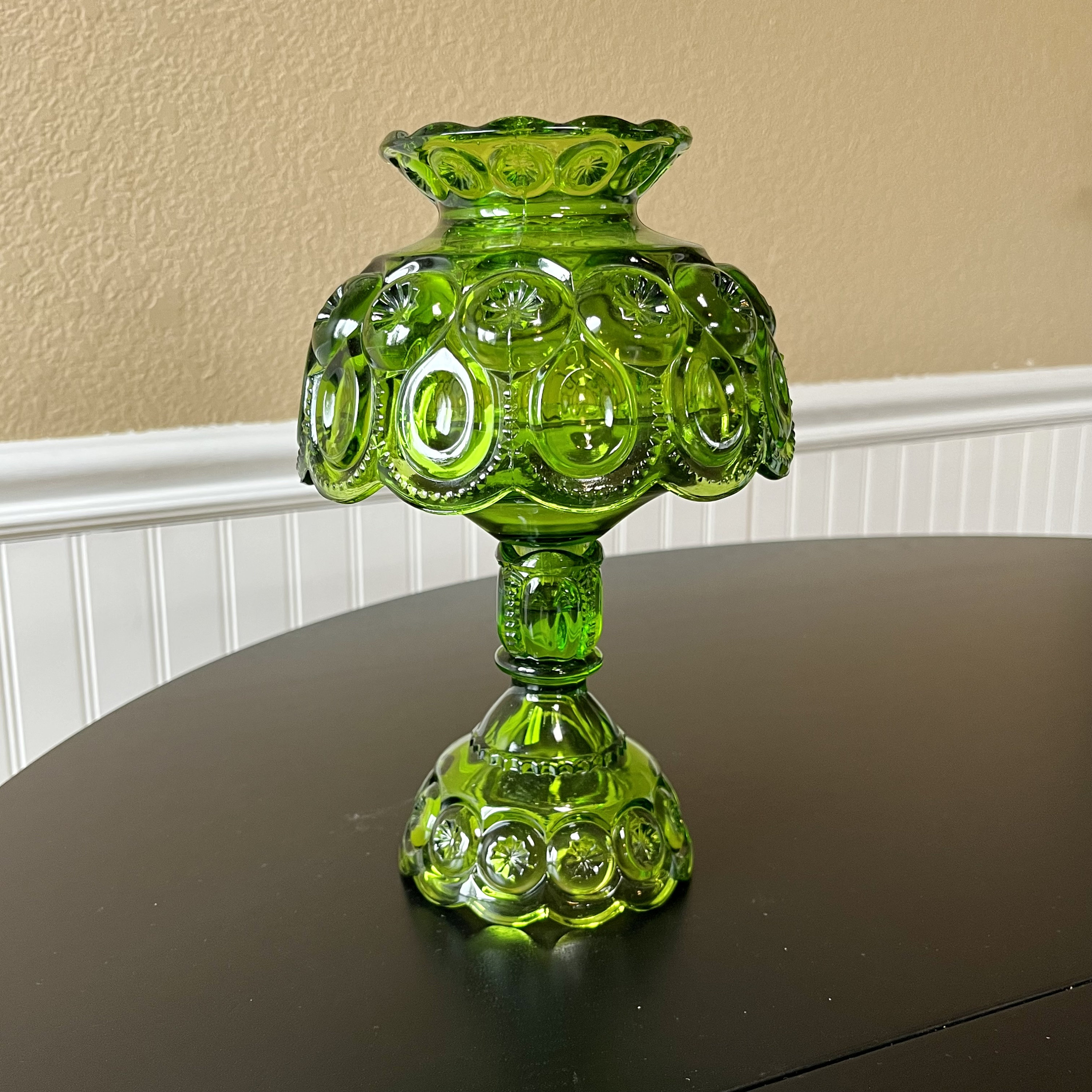 Vintage L.E. Smith Moon and Star Green Three Piece Candle Fairy Lamp Etsy