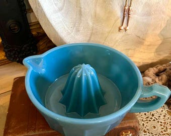 Exprimidor de zumo de naranja/limón Mosser Glass en azul Georgia - Hecho en EE. UU.
