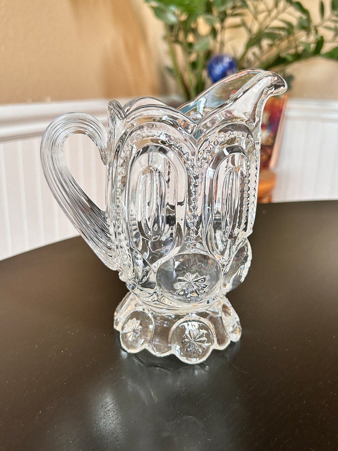 Vintage L.E. Smith Crystal Glass Moon and Stars Creamer Pitcher - Etsy