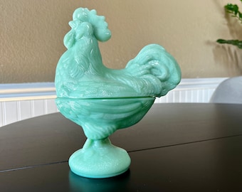 Mosser Glass Jadeite Glass Large Standing Rooster