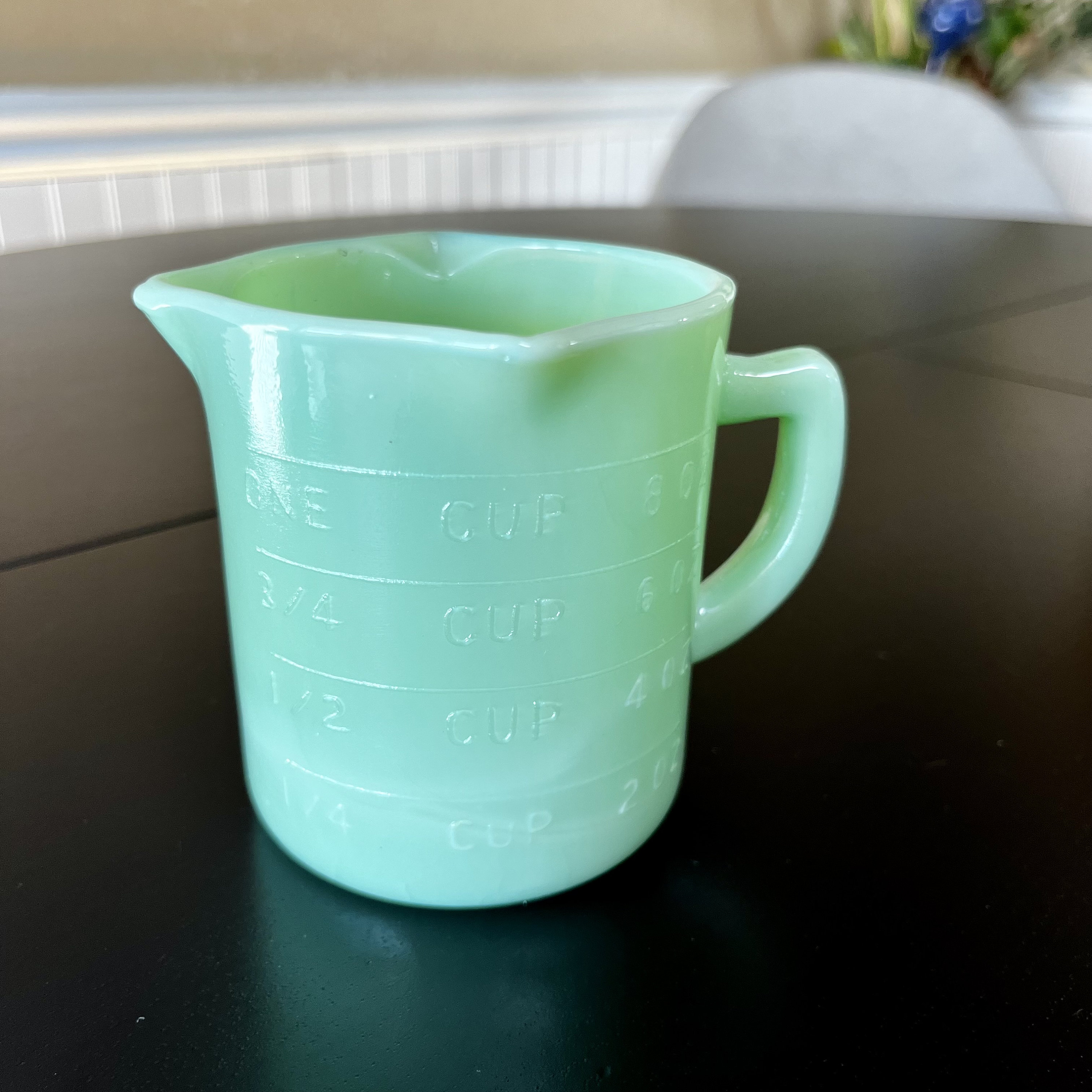 Green Kellogg’s Depression Uranium Glass 3 Spout One Cup Liquid Measuring  Cup