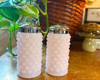 Crown Tuscan GiGi Hobnail Mosser Glass Salt and Pepper Shakers Made in USA
