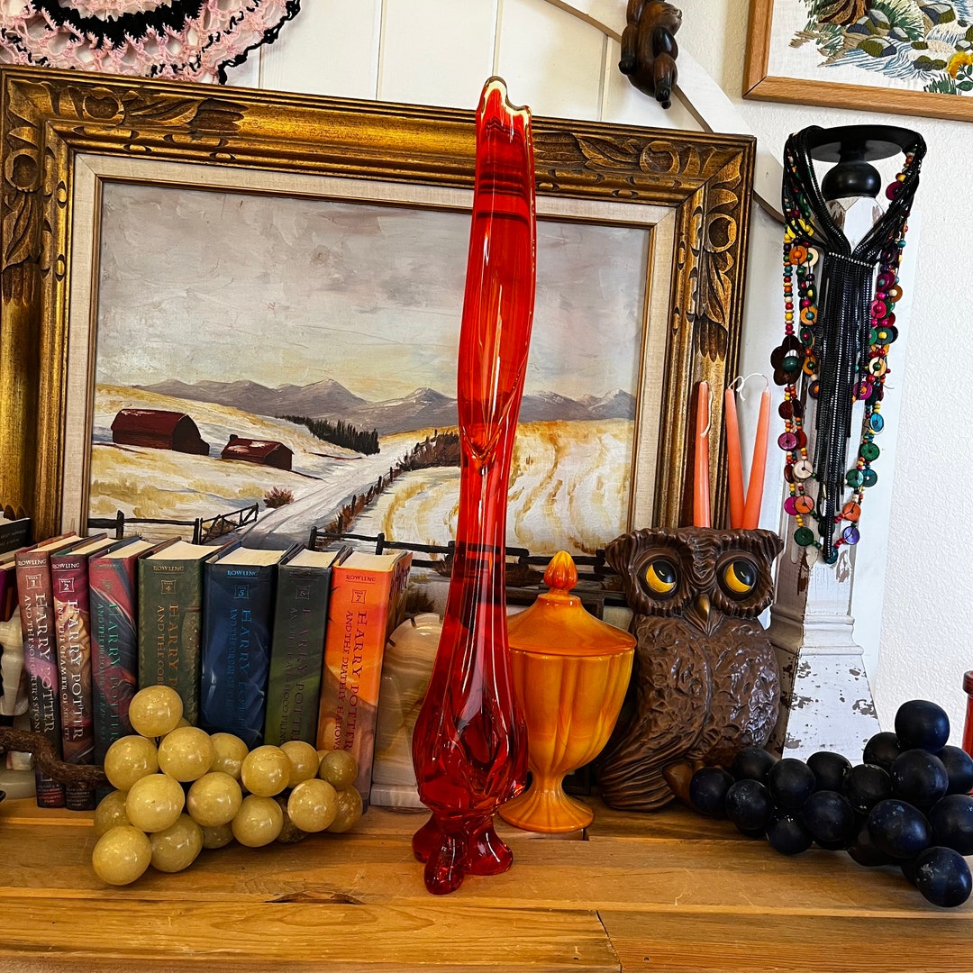 Vintage Viking EPIC Tri Foil Three Leg Toe Persimmon Glass 26 1/4