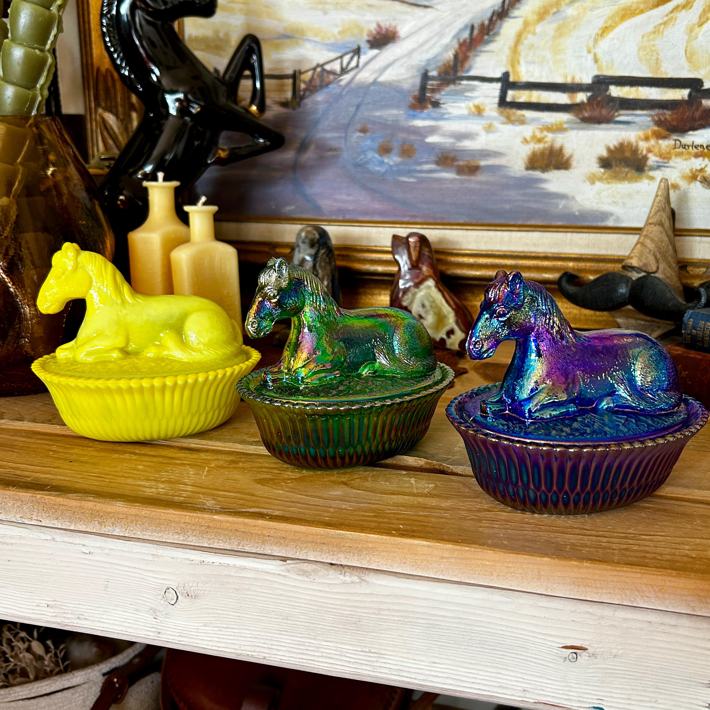 馬のディッシュ Horse on Nest Dish - Etsy