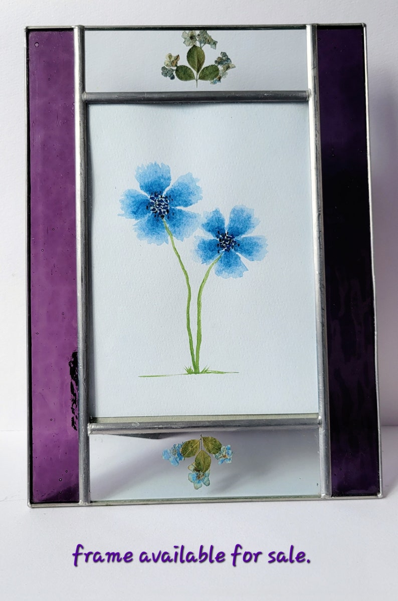 Blue Watercolor Flower Minimalist Cheap Original Art Not a Etsy