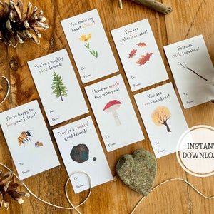 Cartes de Saint-Valentin Nature - Imprimables | Jeux de mots nature | Forêt boisée | Saint-Valentin pour enfants | Bricolage | Préscolaire Maternelle École à la maison