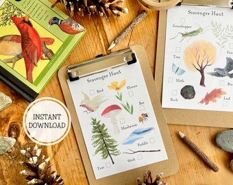 Nature Scavenger Hunt PRINTABLE | Backyard Hunt | Woodlands Forest | Spring Fall | Outdoor Activity | Preschool Kindergarten Homeschool