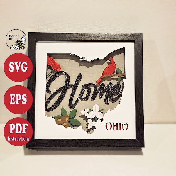 Ohio Home Shadow Box SVG File, 3D, Layered Shadow Box, Cardinal, State, Carnation, Buckeye, Cricut, Easy Cut File, Gift, Shadowbox Ohio Home Shadow Box SVG File, 3D, Layered Shadow Box, Cardinal, State, Carnation, Buckeye, Cricut, Easy Cut File, Gift, Shadowbox
