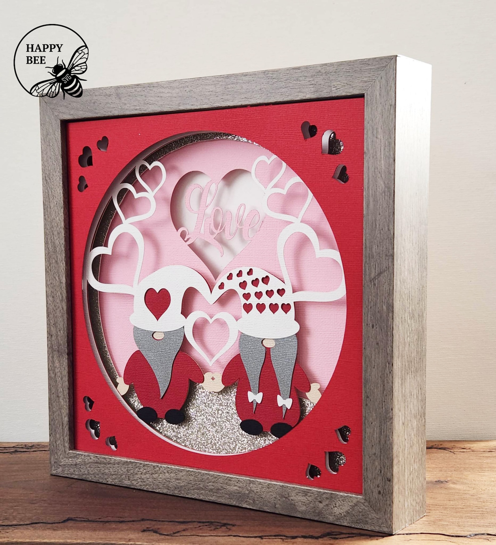 Gnome Love Shadow Box SVG File, 3D Layered Valentine's Day (digital ...