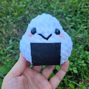 Crochet Onigiri Rice Ball Plushie: Handmade Amigurumi Stuffed Animal