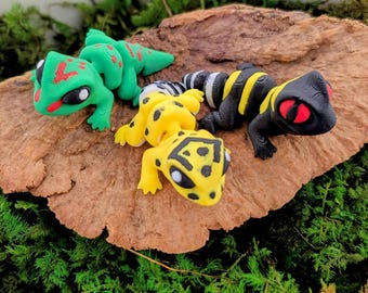 Articulated Gecko Figurine, Leopard, Giant Day, Cave, 3D Printed Toy