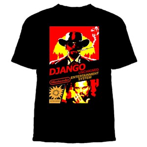 DJANGO Unchained Nintendo NES Retro Style Movie Film Graphic Tee T-shirt Gaming 8bit Classic Arcade 80s 90s
