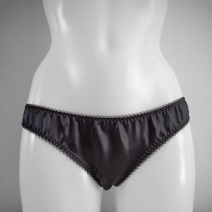 Black Satin Panties - handmade to order in sizes UK 8 - UK 18