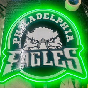 Gridiron Eagle Custom LED Wall Sign – Green Sports Fan Acrylic Light | Man Cave, Bar, Game Room Decor