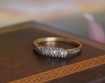Antique 18ct gold & platinum diamond ring size 8,5, D45