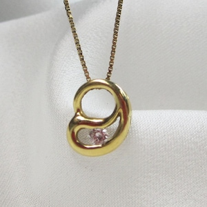 Vintage 18kt gold pendant on 10kt gold chain, Diamond pendant, gold chain & gold pendant, anniversary gift, free form gold pendant, D42