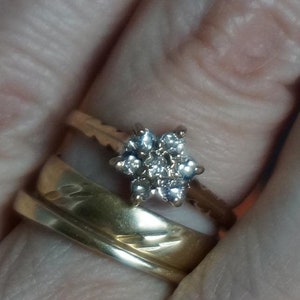 bague de fiançailles en or avec diamants vintage, bague en or 9 carats poinçonnée de Londres, bague de promesse en diamants, fiançailles en diamants, cadeau pour elle, D17