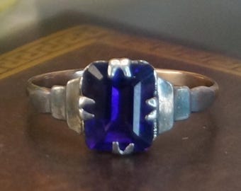 Antique Rose Gold & Silver Amethyst Paste gold Ring | 9kt Art Deco Jewelry | Vintage Paste Gemstone Ring, Gift for her, mom wife,  P15