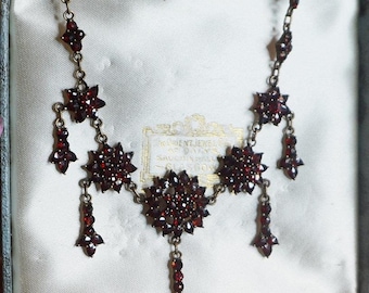 Victorian Bohemian Garnet Necklace 1840-50 Antique Garnet Necklace, January Birthstone, Fine Antique Jewelry, Large garnet necklace G33