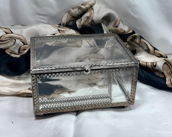 Petite Glass Jewellery Casket with Mirror Bottom
