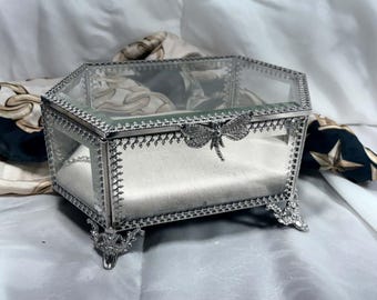 Large Designer Glass Jewellery Casket with Dragonfly - Rachel Ashwell