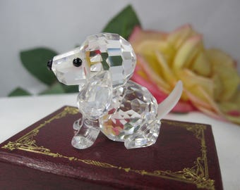 SWAROVSKI BEAGLE PUPPY Zittend, Schattige vintage kristallen beagle uit de jaren 90, niet meer verkrijgbaar, TB598